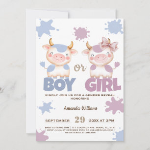 Invitación Santa vaca revelación de género rosa azul