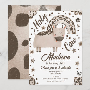 Invitación Santa Vaca Soy una granja de estampado de vaca mar