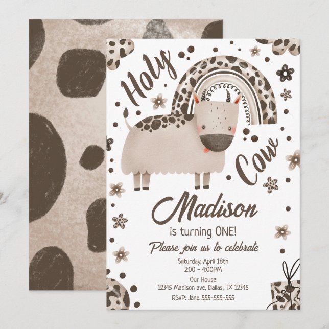 Invitación Santa Vaca Soy una granja de estampado de vaca mar (Anverso / Reverso)