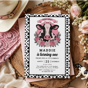 Invitación Santa Vaca Soy Una Vaquera Cumpleaños 1