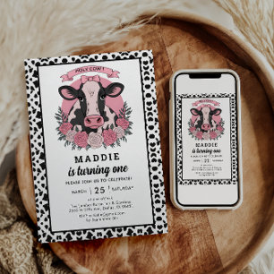 Invitación Santa Vaca Soy Una Vaquera Cumpleaños 1