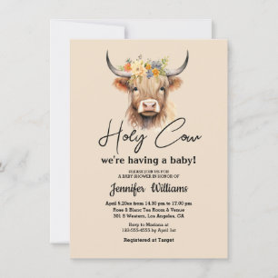 Invitación santa vaca ternero de las tierras altas baby showe