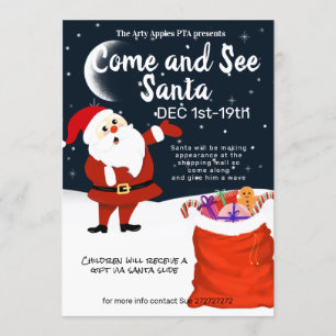 Invitación Santa ven y ver vacaciones de Navidad sanata