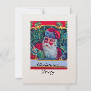 Invitación SANTA VINTAGE CHRISTMAS FIESTA 1 champagne