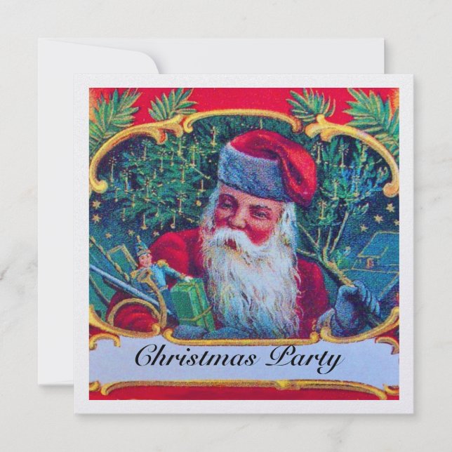 Invitación SANTA VINTAGE CHRISTMAS FIESTA ice (Anverso)