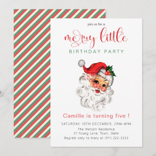 Invitación Santa Vintage Cumpleaños Fiesta de Navidad