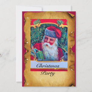 Invitación SANTA VINTAGE NAVIDAD FIESTA 1 oro