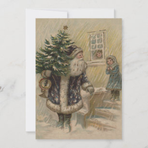 Invitación Santa Vintage Nieve Árbol de Navidad