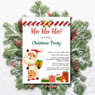 Invitación Santa y Sra. Claus Divertidos Ho Ho Ho Fiesta de N