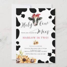 Invitación Santísima Vaca Granja De Sunflower Cumpleaños