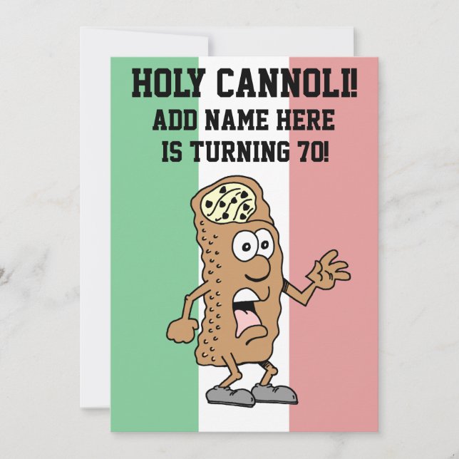 Invitación Santísimo Cannoli Italiano Turning 70 Bandera de I (Anverso)