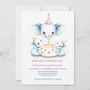 Invitación Santo Boho Greenery Highland Vaca 1er cumpleaños I