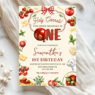 Invitación Santo Cannoli Tema de Pasta Italiana Primera Cumpl