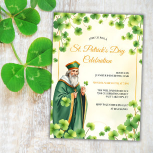 Invitación Santo Católico y tréboles Día de San Patricio