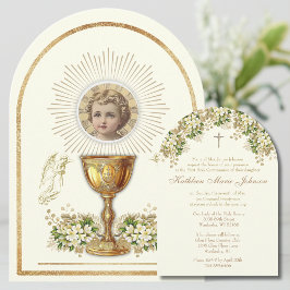 Invitación Santo Comunión Niño Jesús Floral