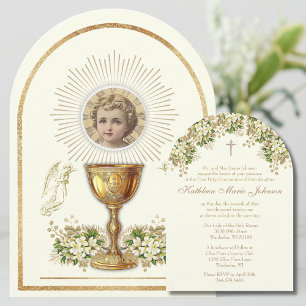 Invitación Santo Comunión Niño Jesús Floral