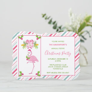 Invitación Santo de Flamingo Rosa Caramelos y Acebo