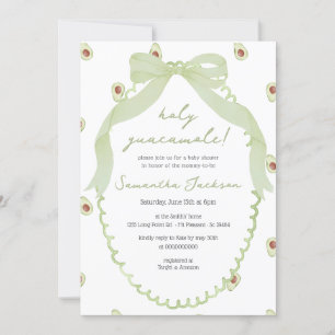 Invitación Santo Guacamole Aguacate Neutral Bow Baby Shower