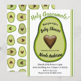 Invitación Santo Guacamole Corazón Fiesta de Bebé de Aguacate
