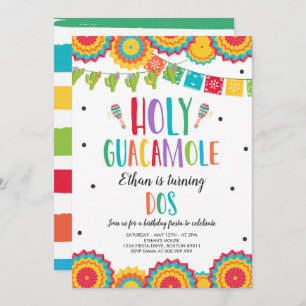 Invitación Santo Guacamole Dos segundo cumpleaños Cactus Fies