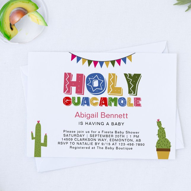 Invitación Santo Guacamole Fiesta Baby Shower Kawaii Aguacado (Subido por el creador)