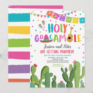 Invitación Santo Guacamole Fiesta Cactus Ducha Parejas