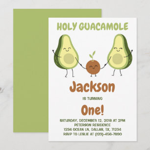 Invitación Santo Guacamole Fiesta de Cumpleaños de Aguacate