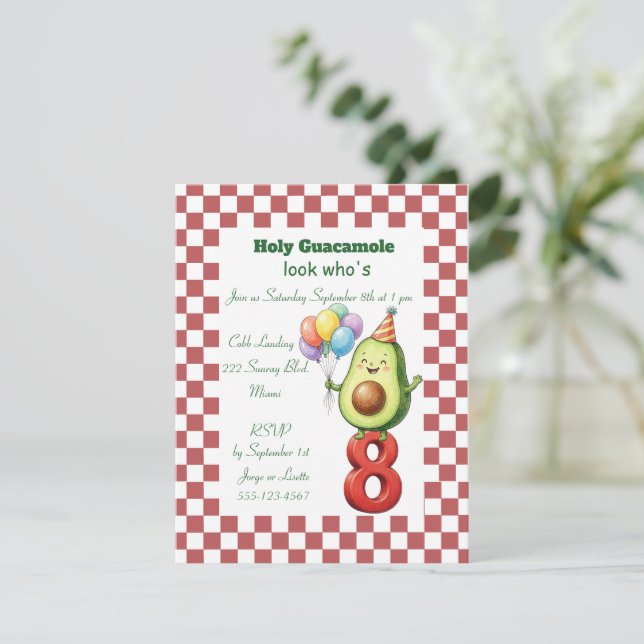Invitación Santo Guacamole Fiesta de Cumpleaños Descarga Digi (Anverso de pie)
