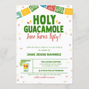 Invitación Santo Guacamole Fiesta de cumpleaños número 50