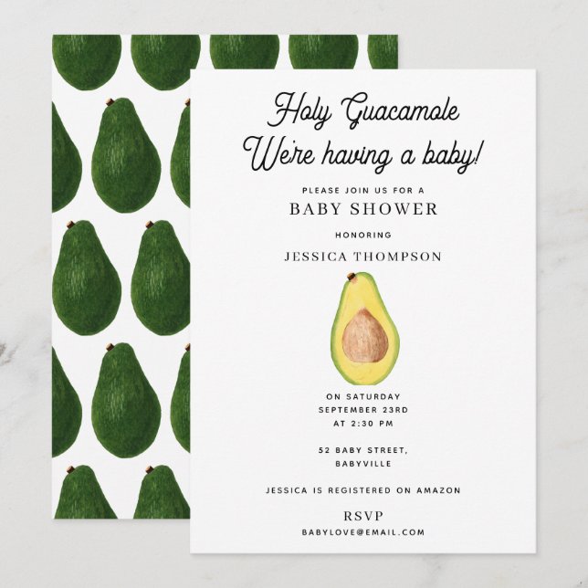 Invitación Santo Guacamole Tenemos un Baby Shower (Anverso / Reverso)