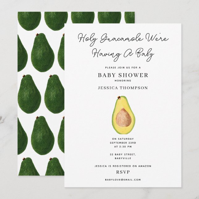Invitación Santo Guacamole Tenemos un Baby Shower (Anverso / Reverso)