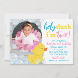 Invitación Santo Pato Soy Dos Fotografía De Pato De Goma Cump