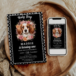 Invitación ¡Santo Perro, soy uno! Chica de perro 1 cumpleaños