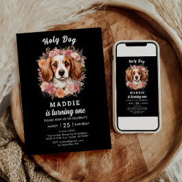 Invitación ¡Santo Perro, soy uno! Chica de perro 1 cumpleaños