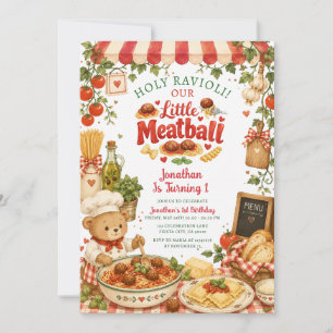 Invitación Santo Ravioli Pequeña Albóndiga Italiana Cumpleaño