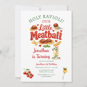 Invitación Santo Ravioli Pequeña Albóndiga Pasta 1er Cumpleañ