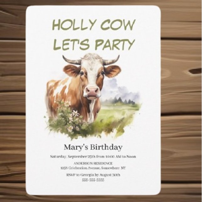 Invitación ¡Santo Vaca! ¡Es una fiesta de cumpleaños! (Perfect for a heartfelt gathering, this charming design will set the tone   a memorable celebration)
