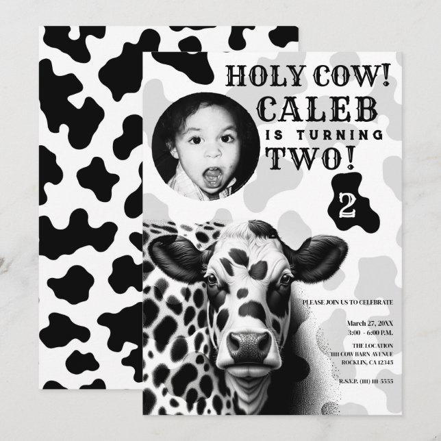 Invitación ¡Santo Vaca! Fiesta de cumpleaños del país blanco  (Anverso / Reverso)