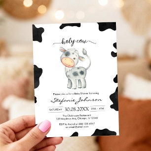 Invitación Santo Vaca Fiesta Rosa Floral Vaquera Baby Shower