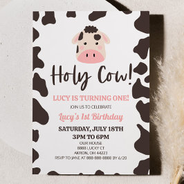 Invitación ¡Santo Vaca! Me estoy volviendo Fiesta de primer c