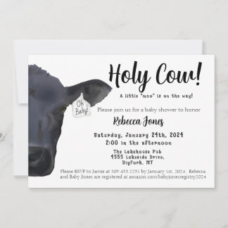 Invitación ¡Santo Vaca! Oh Baby Shower Invitation Ranch Farm