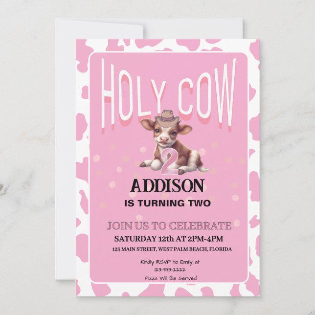 Invitación Santo Vaca Soy la fiesta de cumpleaños de dos coqu (Anverso)