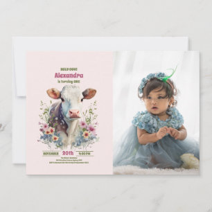 Invitación Santo Vaca Soy un Chica de Vaca Primer cumpleaños
