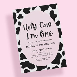 Invitación Santo Vaca Soy un Chica Rosa Primer Cumpleaños