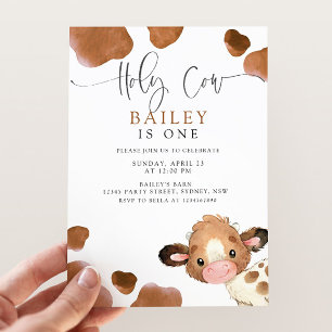 Invitación Santo Vaca Soy un lindo cumpleaños de vaca marrón