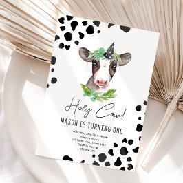 Invitación Santo Vaca Soy un niño granjero de animales cumple