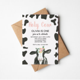 Invitación Santo Vaca Soy un Pink Gingham floral Cumpleaños