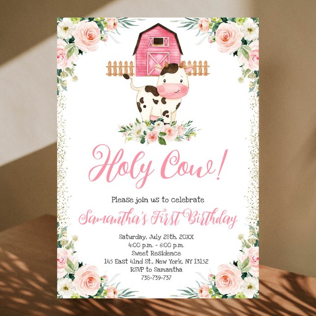 Invitación Santo Vaca Soy una fiesta de cumpleaños floral ros (Subido por el creador)