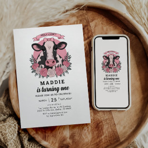 Invitación Santo Vaca Soy una Vaquera Fiesta de primer cumple