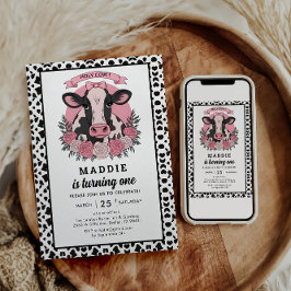 Invitación Santo Vaca Soy una Vaquera Fiesta de primer cumple